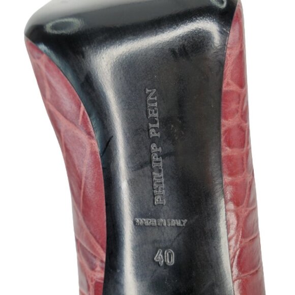 Philipp Plein Embossed Studded Leather Stiletto Pumps Heels - Picture 5 of 6